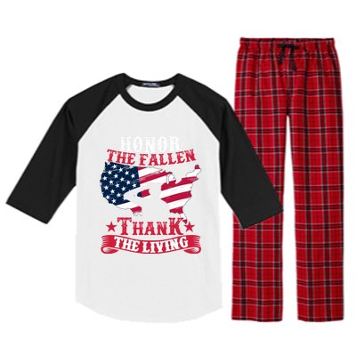 Honor The Fallen Thank The Living Proudly Support Our Troops Gift Raglan Sleeve Pajama Set