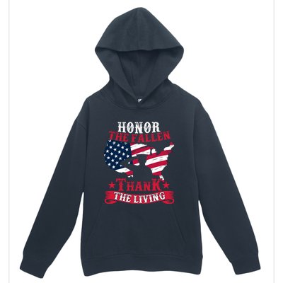 Honor The Fallen Thank The Living Proudly Support Our Troops Gift Urban Pullover Hoodie