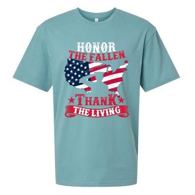 Honor The Fallen Thank The Living Proudly Support Our Troops Gift Sueded Cloud Jersey T-Shirt