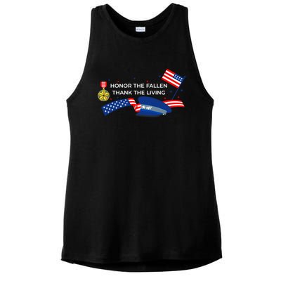 Honor The Fallen Thank The Living Funny Gift Ladies PosiCharge Tri-Blend Wicking Tank