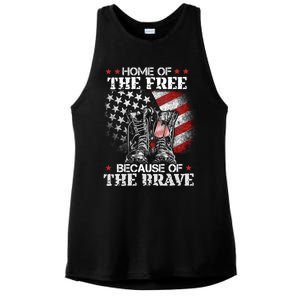 Honor The Fallen Veteran Themed Military Support Memorial Gift Ladies PosiCharge Tri-Blend Wicking Tank