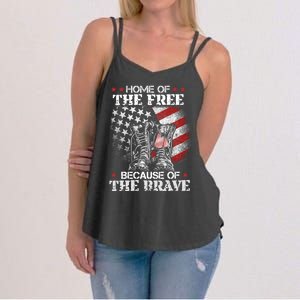 Honor The Fallen Veteran Themed Military Support Memorial Gift Women's Strappy Tank