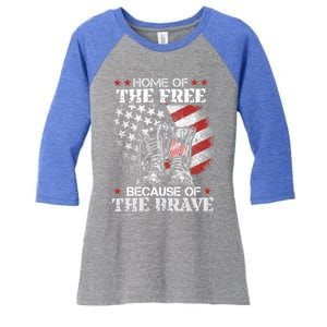 Honor The Fallen Veteran Themed Military Support Memorial Gift Women's Tri-Blend 3/4-Sleeve Raglan Shirt