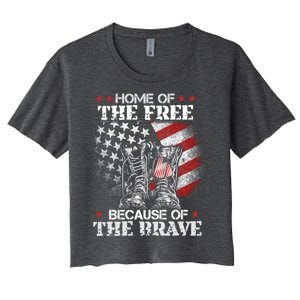 Honor The Fallen Veteran Themed Military Support Memorial Gift Women's Crop Top Tee