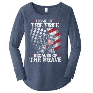 Honor The Fallen Veteran Themed Military Support Memorial Gift Women's Perfect Tri Tunic Long Sleeve Shirt