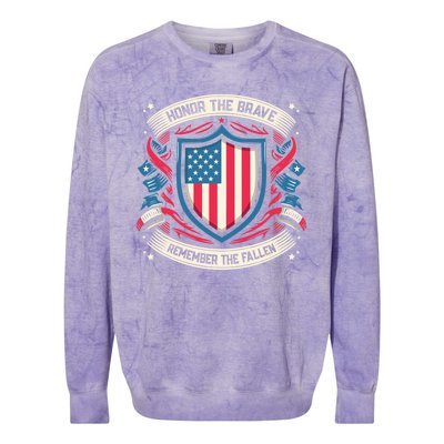 Honor The Fallen Veteran Military Veterans Day Colorblast Crewneck Sweatshirt