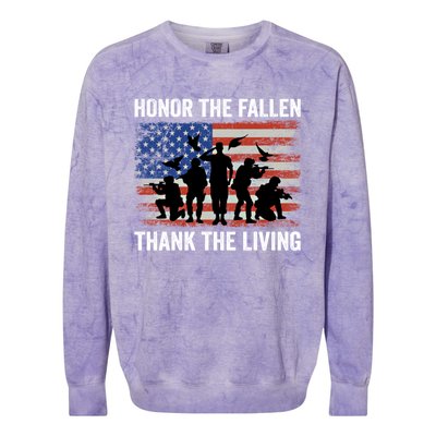 Honor The Fallen Thank The Living Soldiers Memorial Day Meaningful Gift Colorblast Crewneck Sweatshirt