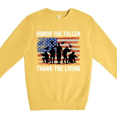 Honor The Fallen Thank The Living Soldiers Memorial Day Meaningful Gift Premium Crewneck Sweatshirt