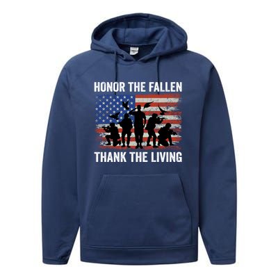 Honor The Fallen Thank The Living Soldiers Memorial Day Meaningful Gift Performance Fleece Hoodie