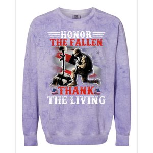 Honor The Fallen Veteran Themed Military Support Cool Gift Colorblast Crewneck Sweatshirt