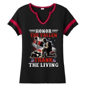 Honor The Fallen Veteran Themed Military Support Cool Gift Ladies Halftime Notch Neck Tee