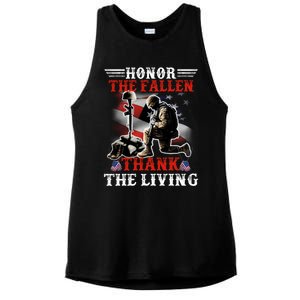 Honor The Fallen Veteran Themed Military Support Cool Gift Ladies PosiCharge Tri-Blend Wicking Tank