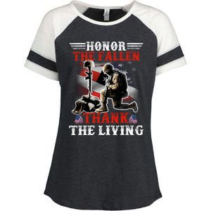 Honor The Fallen Veteran Themed Military Support Cool Gift Enza Ladies Jersey Colorblock Tee