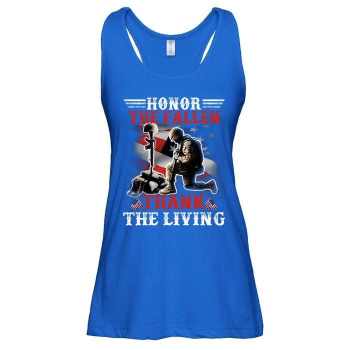 Honor The Fallen Veteran Themed Military Support Cool Gift Ladies Essential Flowy Tank