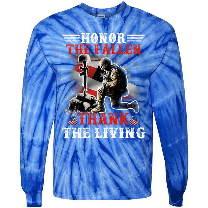 Honor The Fallen Veteran Themed Military Support Cool Gift Tie-Dye Long Sleeve Shirt