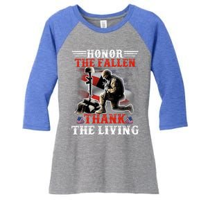 Honor The Fallen Veteran Themed Military Support Cool Gift Women's Tri-Blend 3/4-Sleeve Raglan Shirt