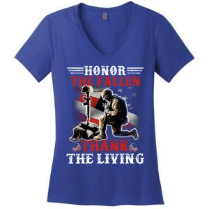 Honor The Fallen Veteran Themed Military Support Cool Gift Women's V-Neck T-Shirt