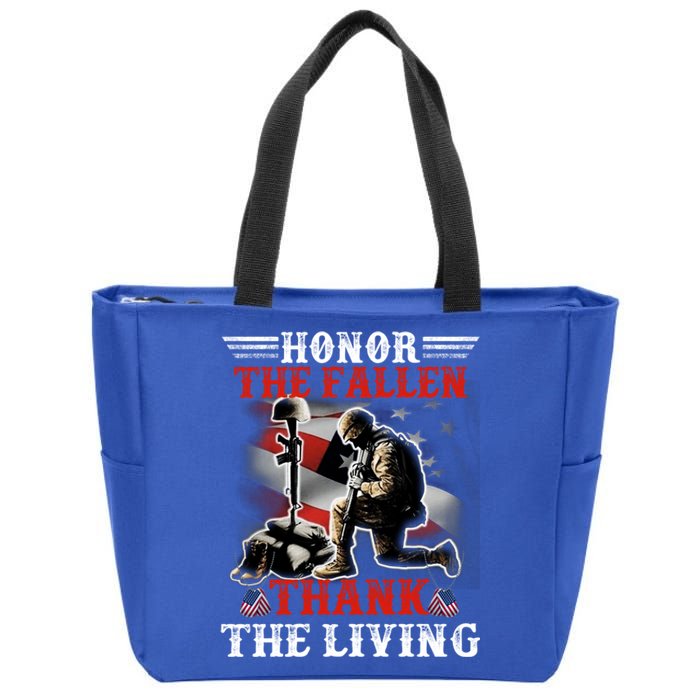 Honor The Fallen Veteran Themed Military Support Cool Gift Zip Tote Bag