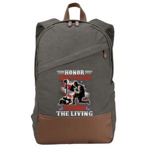 Honor The Fallen Veteran Themed Military Support Cool Gift Cotton Canvas Backpack