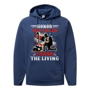 Honor The Fallen Veteran Themed Military Support Cool Gift Performance Fleece Hoodie