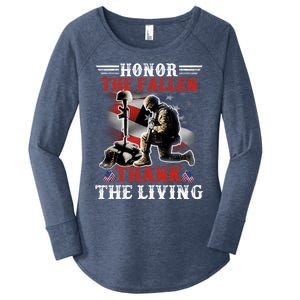 Honor The Fallen Veteran Themed Military Support Cool Gift Women's Perfect Tri Tunic Long Sleeve Shirt