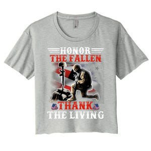 Honor The Fallen Veteran Themed Military Support Cool Gift Women's Crop Top Tee