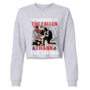 Honor The Fallen Veteran Themed Military Support Cool Gift Cropped Pullover Crew