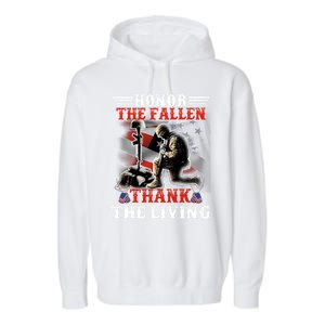 Honor The Fallen Veteran Themed Military Support Cool Gift Garment-Dyed Fleece Hoodie