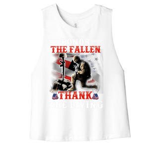 Honor The Fallen Veteran Themed Military Support Cool Gift Women's Racerback Cropped Tank