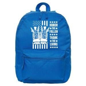 Honor The Fallen Thank The Living Memorial Day Veteran Boots Funny Gift 16 in Basic Backpack