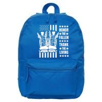 Honor The Fallen Thank The Living Memorial Day Veteran Boots Funny Gift 16 in Basic Backpack