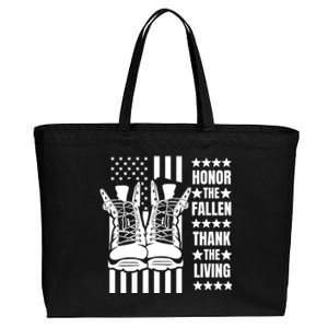 Honor The Fallen Thank The Living Memorial Day Veteran Boots Funny Gift Cotton Canvas Jumbo Tote