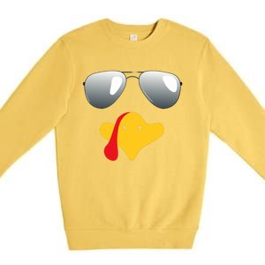 Happy Thanksgiving Funny Turky Sunglasses Premium Crewneck Sweatshirt