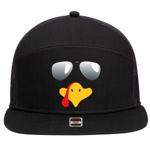 Happy Thanksgiving Funny Turky Sunglasses 7 Panel Mesh Trucker Snapback Hat