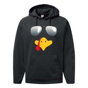 Happy Thanksgiving Funny Turky Sunglasses Performance Fleece Hoodie