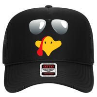 Happy Thanksgiving Funny Turky Sunglasses High Crown Mesh Back Trucker Hat