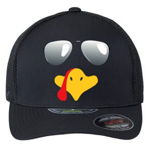 Happy Thanksgiving Funny Turky Sunglasses Flexfit Unipanel Trucker Cap