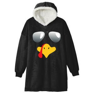 Happy Thanksgiving Funny Turky Sunglasses Hooded Wearable Blanket