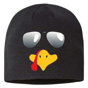 Happy Thanksgiving Funny Turky Sunglasses Sustainable Beanie