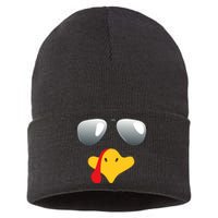 Happy Thanksgiving Funny Turky Sunglasses Sustainable Knit Beanie