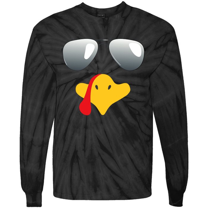 Happy Thanksgiving Funny Turky Sunglasses Tie-Dye Long Sleeve Shirt