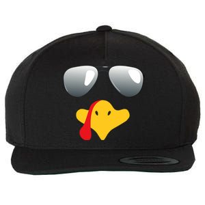 Happy Thanksgiving Funny Turky Sunglasses Wool Snapback Cap