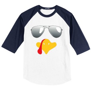 Happy Thanksgiving Funny Turky Sunglasses Baseball Sleeve Shirt