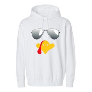 Happy Thanksgiving Funny Turky Sunglasses Garment-Dyed Fleece Hoodie