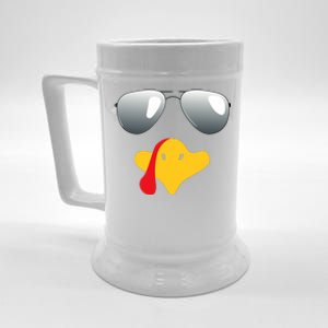 Happy Thanksgiving Funny Turky Sunglasses Beer Stein