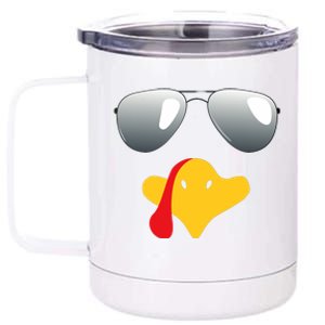 Happy Thanksgiving Funny Turky Sunglasses 12 oz Stainless Steel Tumbler Cup