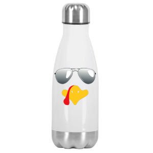 Happy Thanksgiving Funny Turky Sunglasses Stainless Steel Insulated Water Bottle