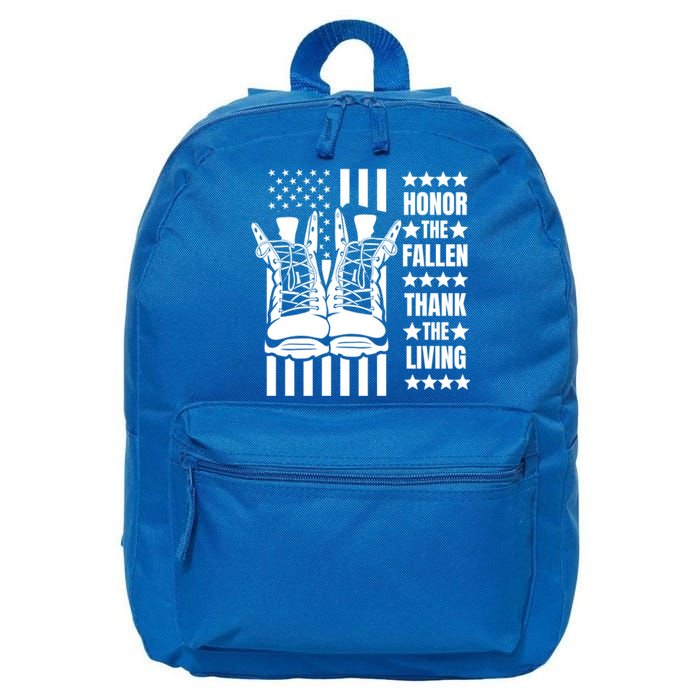 Honor The Fallen Thank The Living Memorial Day Veteran Boots Gift 16 in Basic Backpack