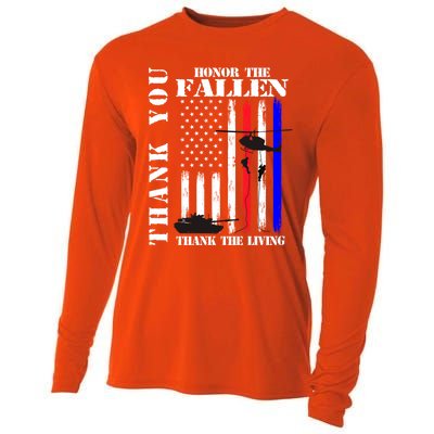 Honor The Fallen Thank The Living Memorial Veteran Thank You Funny Gift Cooling Performance Long Sleeve Crew