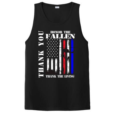 Honor The Fallen Thank The Living Memorial Veteran Thank You Funny Gift PosiCharge Competitor Tank